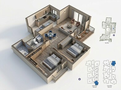 Floor plan of 2 BHK 1018 Sq. Ft. Apartment in Prestige Lavender Fields, Bangalore