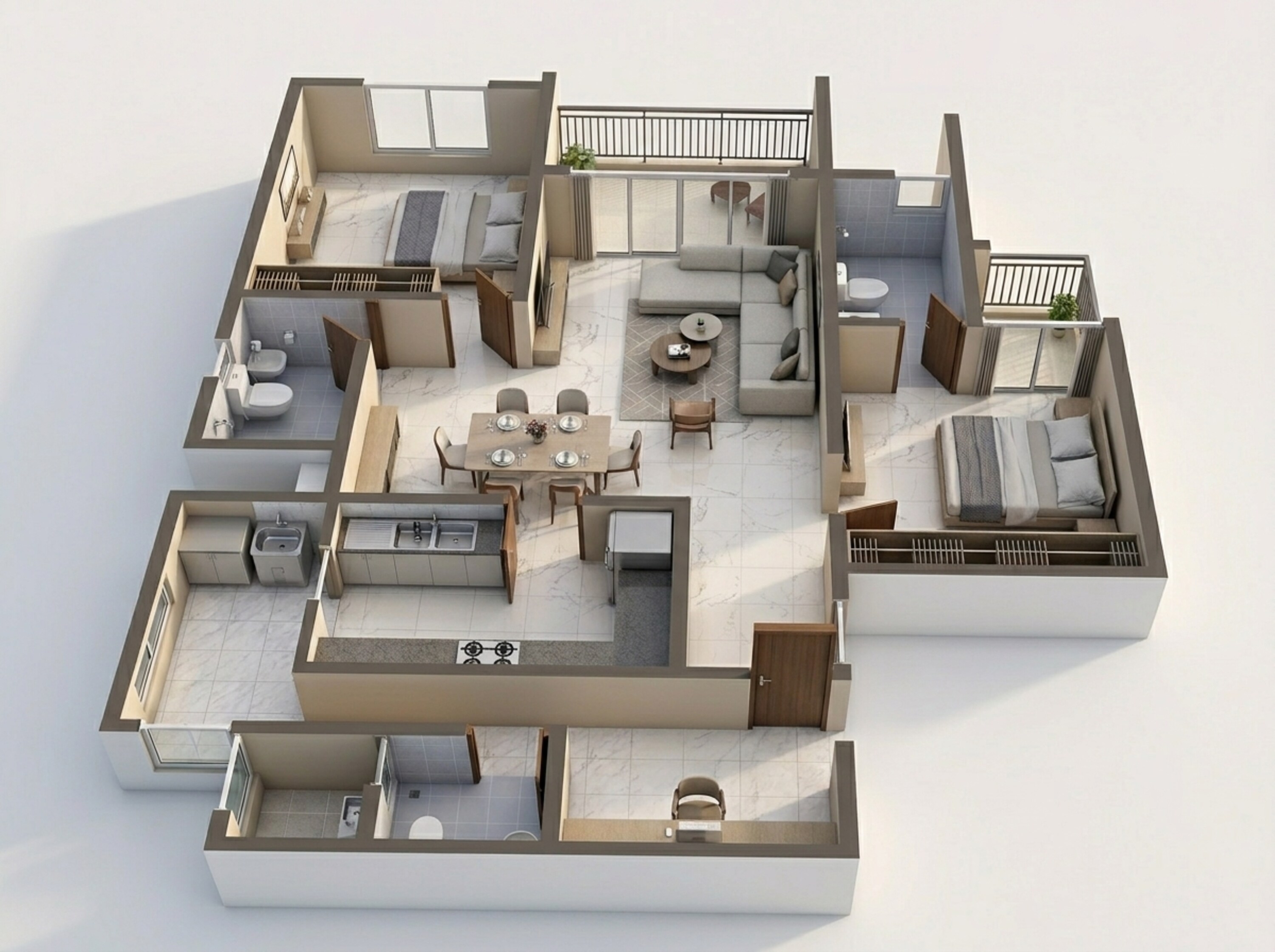 Floor plan of 2 BHK 1470 Sq. Ft. Apartment in Prestige Lavender Fields, Bangalore