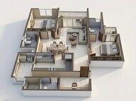 Floor plan of 2 BHK 1470 Sq. Ft. Apartment in Prestige Lavender Fields, Bangalore
