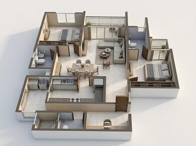 Floor plan of 2 BHK 1470 Sq. Ft. Apartment in Prestige Lavender Fields, Bangalore
