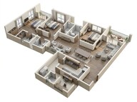 Floor plan of 3 BHK 2388 Sq. Ft. Apartment in Prestige Lavender Fields, Bangalore