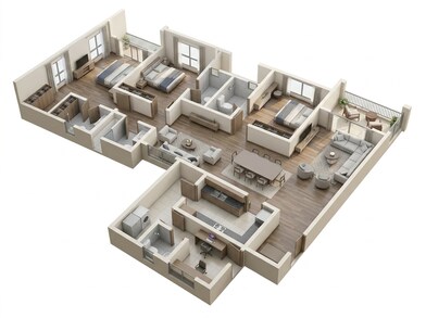 Floor plan of 3 BHK 2388 Sq. Ft. Apartment in Prestige Lavender Fields, Bangalore