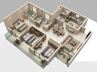 Floor plan of 3 BHK 1407 Sq. Ft. Apartment in Prestige Lavender Fields, Bangalore