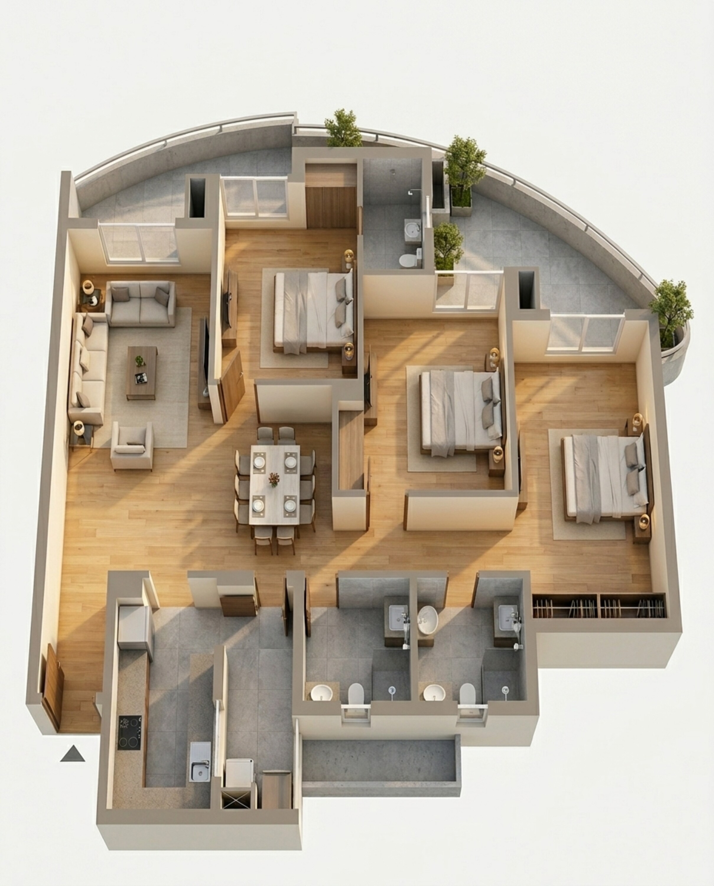 Floor plan of 3 BHK 1788 Sq. Ft. Apartment in Eldeco Latitude 27, Lucknow