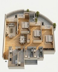 Floor plan of 3 BHK 995 Sq. Ft. Apartment in Eldeco Latitude 27, Lucknow