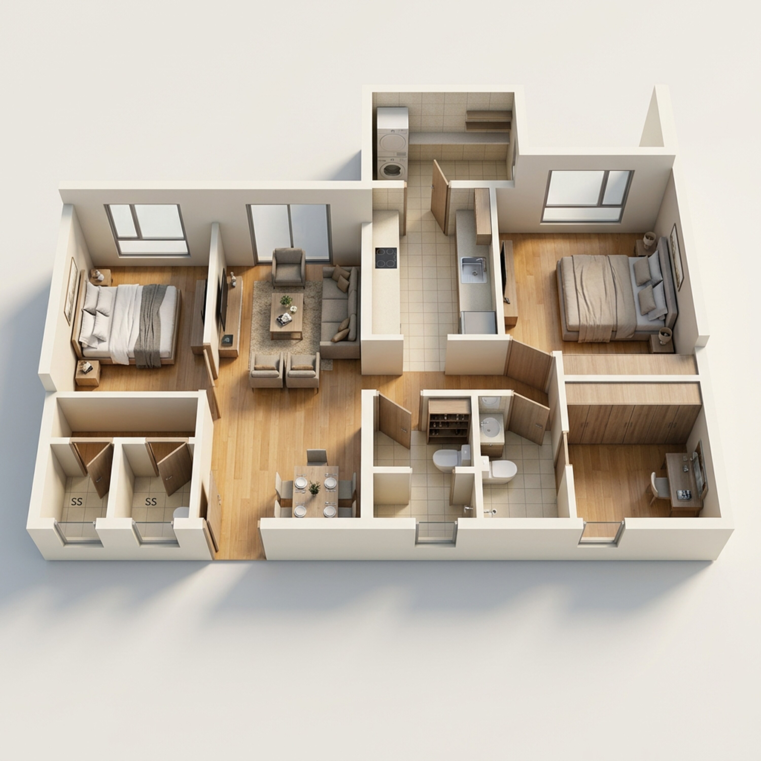 Floor plan of 2 BHK 565 Sq. Ft. Apartment in Paradigm Alaya, Mumbai