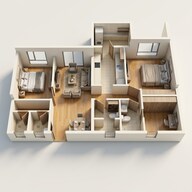 Floor plan of 2 BHK 565 Sq. Ft. Apartment in Paradigm Alaya, Mumbai