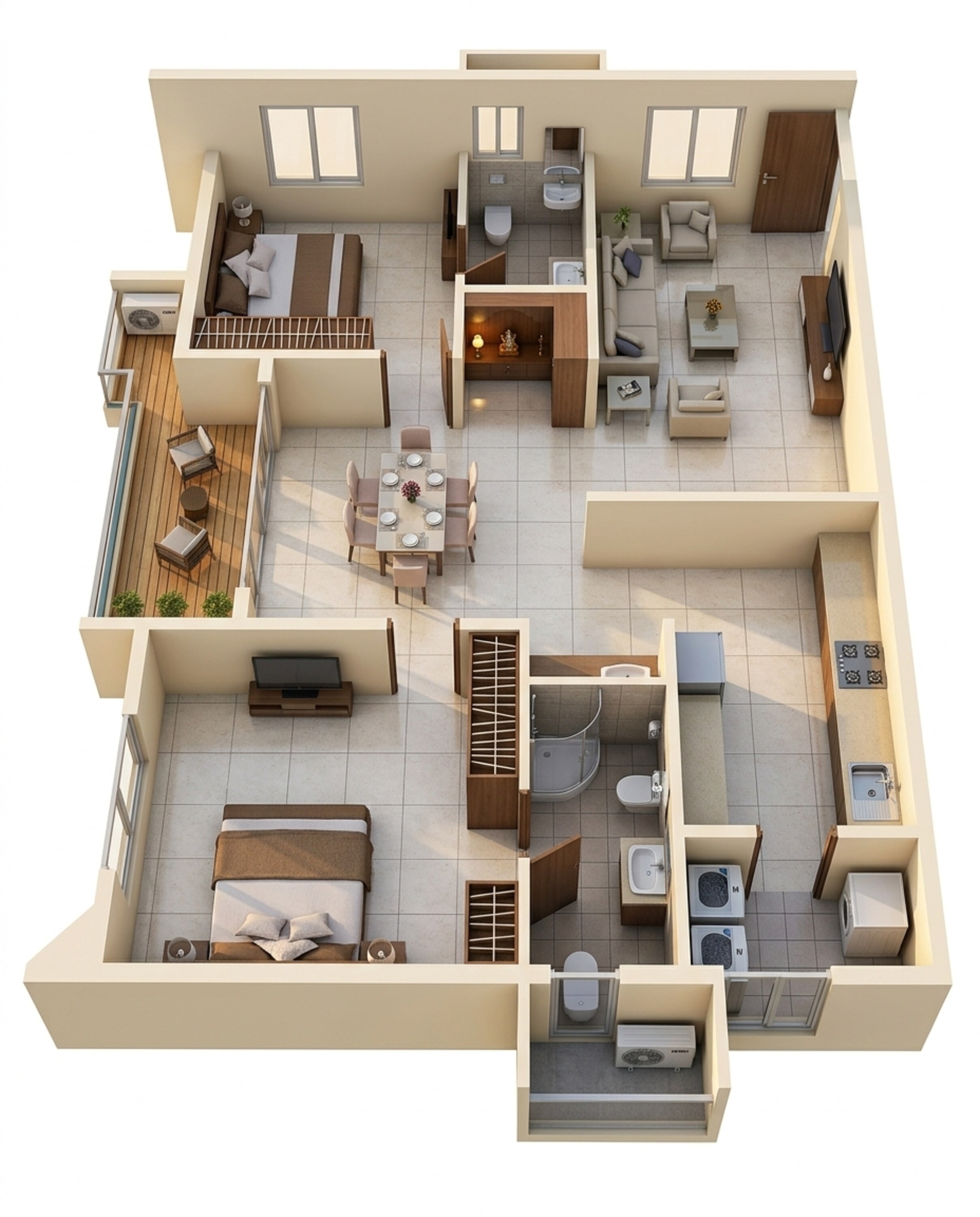 Floor plan of 2 BHK 1325 Sq. Ft. Apartment in My Home Vipina, Hyderabad