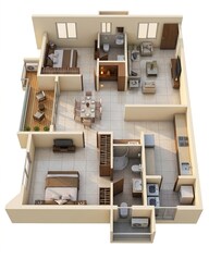 Floor plan of 2 BHK 1325 Sq. Ft. Apartment in My Home Vipina, Hyderabad