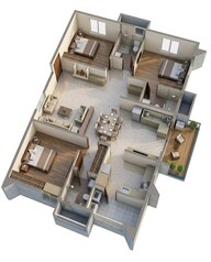 Floor plan of 3 BHK 2095 Sq. Ft. Apartment in My Home Vipina, Hyderabad