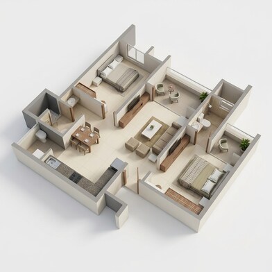 Floor plan of 2 BHK 760 Sq. Ft. Apartment in Rohan Nidita, Pune
