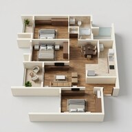 Floor plan of 3 BHK 1090 Sq. Ft. Apartment in Rohan Nidita, Pune