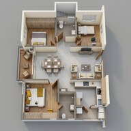 Floor plan of 3 BHK 1265 Sq. Ft. Apartment in Ramky One Orion, Hyderabad