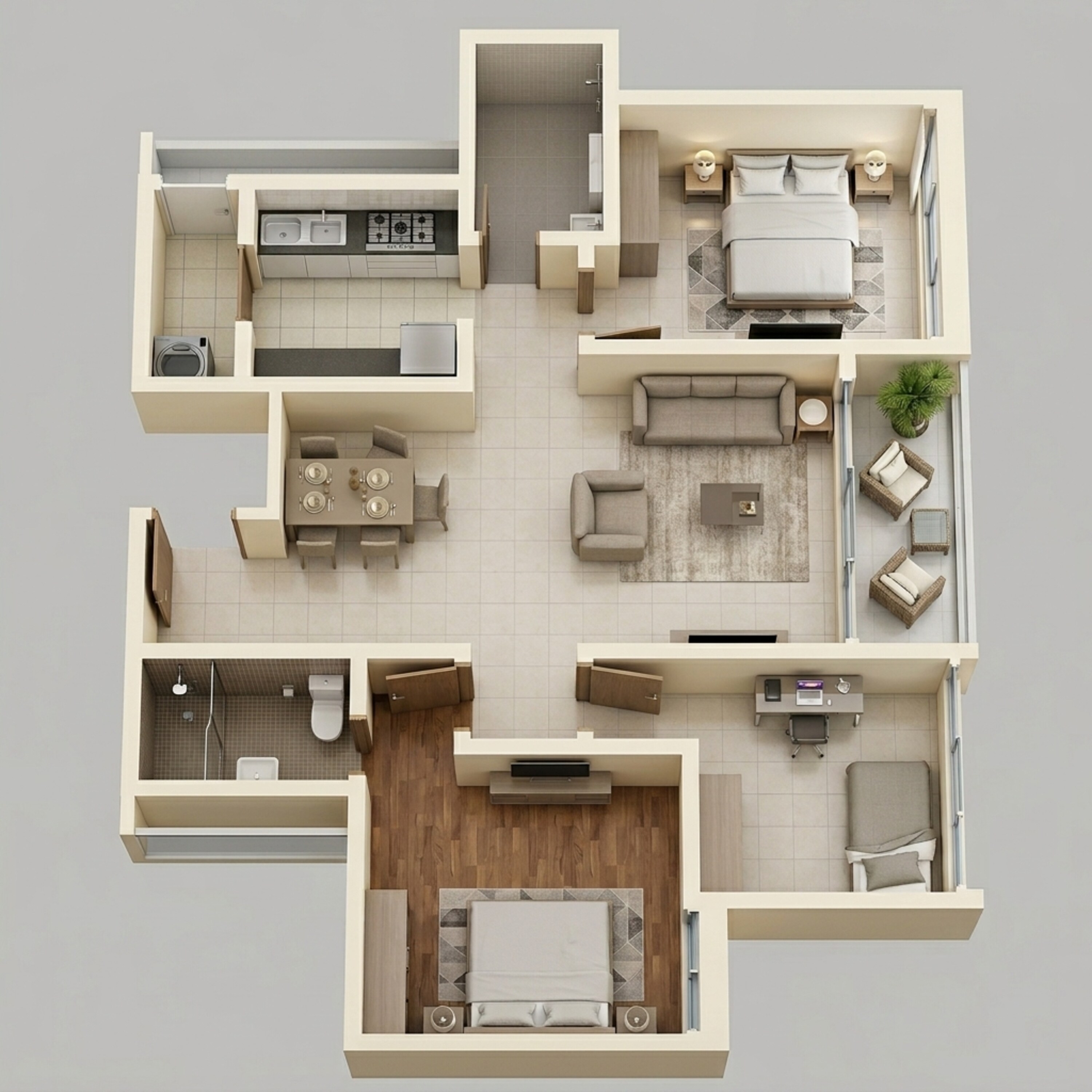 Floor plan of 3 BHK 1438 Sq. Ft. Apartment in TVS Emerald Elements, Chennai