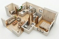 Floor plan of 1 BHK 632 Sq. Ft. Apartment in Nature Ayana 95, Chennai