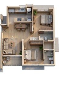 Floor plan of 2 BHK 686 Sq. Ft. Apartment in Godrej Bliss Kandivali, Mumbai