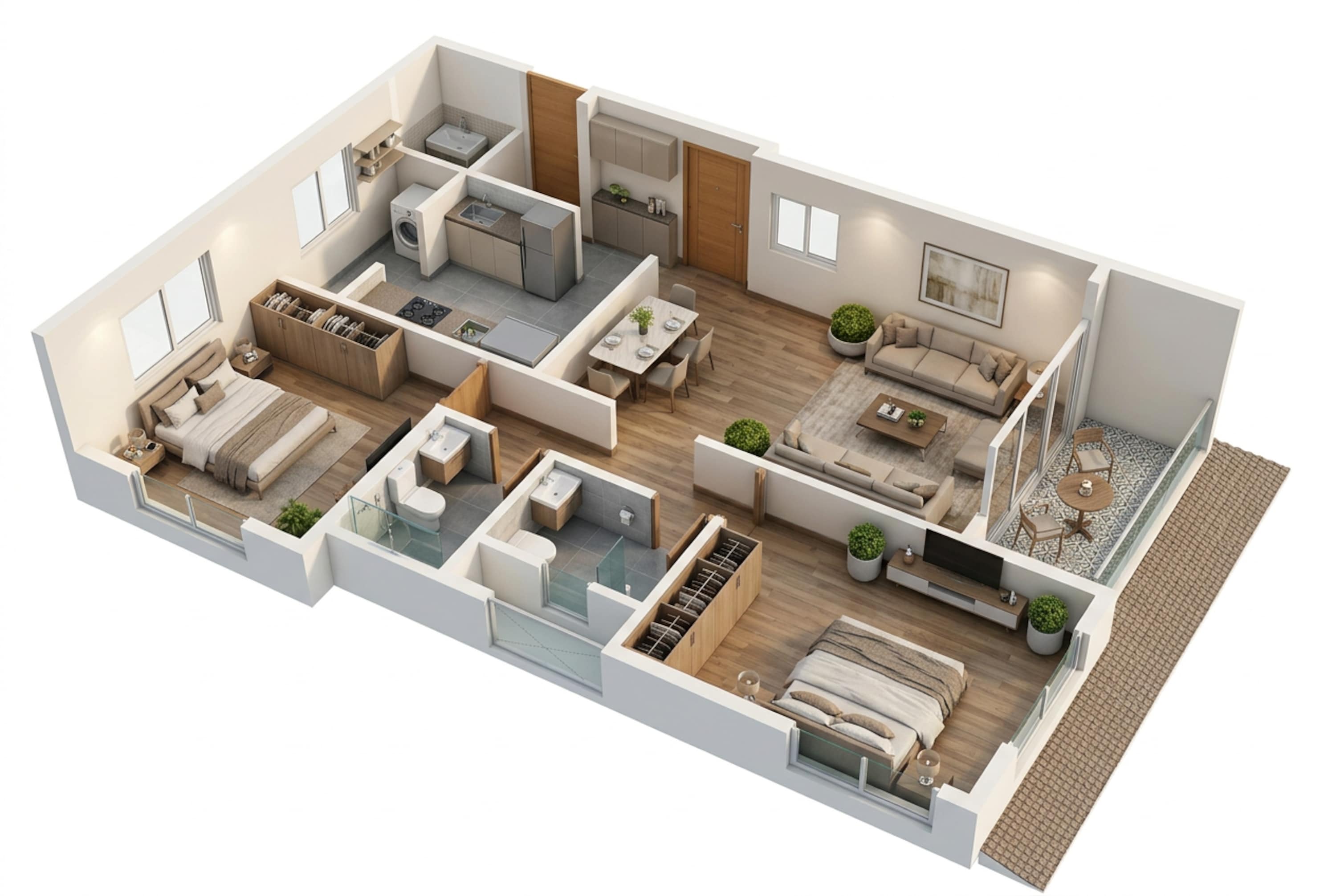 Floor plan of 2 BHK 739 Sq. Ft. Apartment in Godrej Bliss Kandivali, Mumbai
