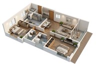 Floor plan of 2 BHK 739 Sq. Ft. Apartment in Godrej Bliss Kandivali, Mumbai