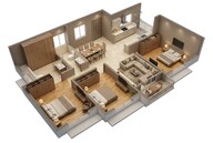 Floor plan of 3 BHK 944 Sq. Ft. Apartment in Godrej Bliss Kandivali, Mumbai