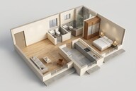 Floor plan of 1 BHK 405 Sq. Ft. Apartment in Godrej Bliss Kandivali, Mumbai