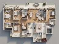 Floor plan of 4 BHK 4200 Sq. Ft. Apartment in M3M The Cullinan, Noida