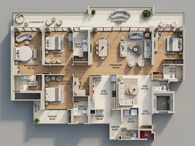 Floor plan of 4 BHK 4200 Sq. Ft. Apartment in M3M The Cullinan, Noida