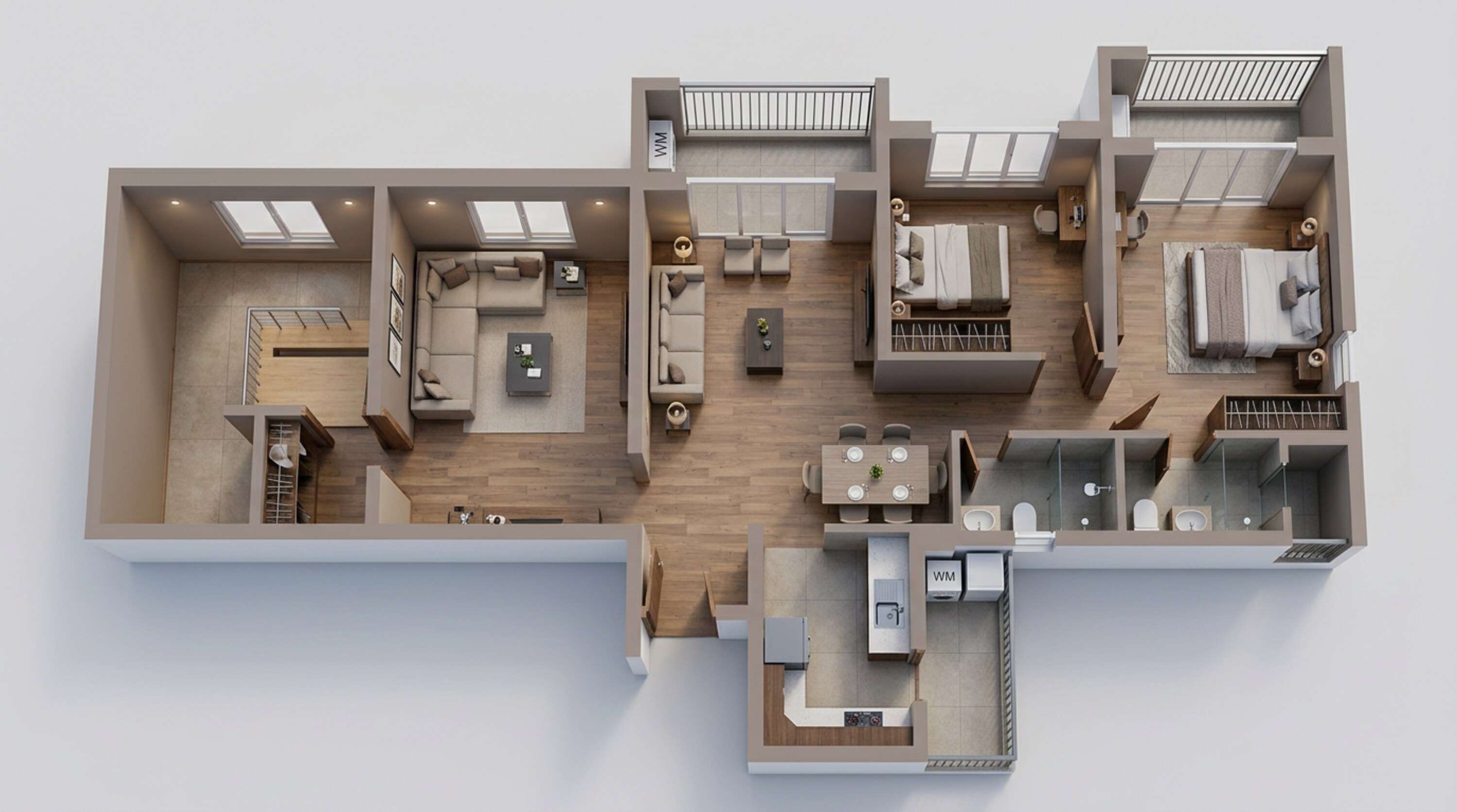 Floor plan of 2 BHK 792 Sq. Ft. Apartment in Godrej Emerald Waters, Pune