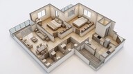 Floor plan of 2 BHK 820 Sq. Ft. Apartment in Godrej Emerald Waters, Pune