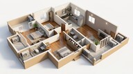 Floor plan of 3 BHK 995 Sq. Ft. Apartment in Godrej Emerald Waters, Pune