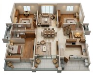 Floor plan of 3 BHK 3000 Sq. Ft. Apartment in My Home Avali, Hyderabad