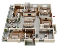 Floor plan of 4 BHK 3609 Sq. Ft. Apartment in My Home Avali, Hyderabad