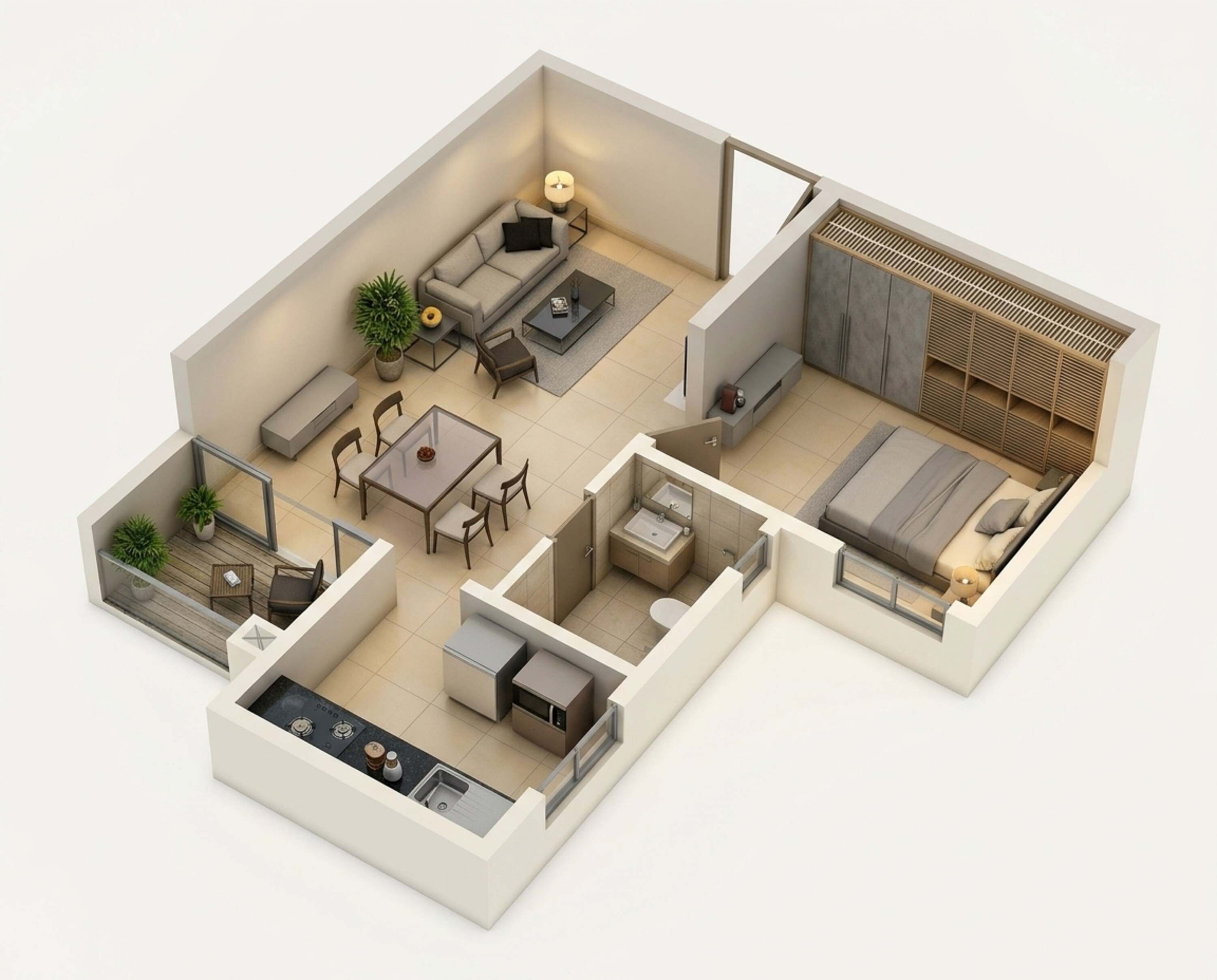 Floor plan of 1 BHK 625 Sq. Ft. Apartment in Provident Ecopolitan, Bangalore