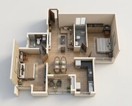 Floor plan of 2 BHK 927 Sq. Ft. Apartment in Provident Ecopolitan, Bangalore