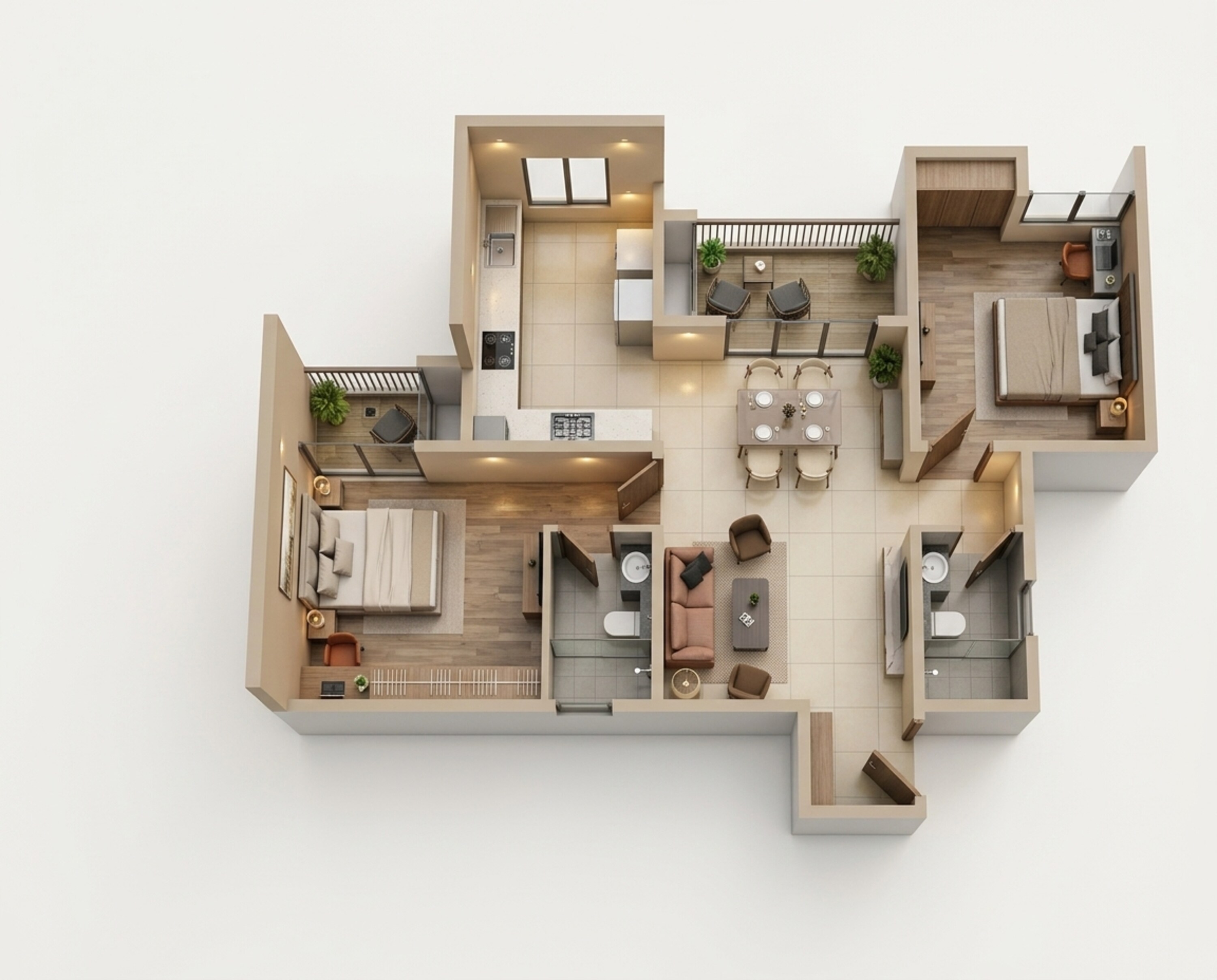 Floor plan of 2 BHK 1057 Sq. Ft. Apartment in Provident Ecopolitan, Bangalore