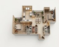 Floor plan of 2 BHK 1057 Sq. Ft. Apartment in Provident Ecopolitan, Bangalore