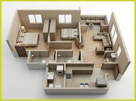 Floor plan of 2 BHK 702 Sq. Ft. Apartment in Kohinoor Famville, Pune