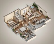 Floor plan of 3 BHK 1270 Sq. Ft. Apartment in Vilas Javdekar Palladio Balewadi Central, Pune