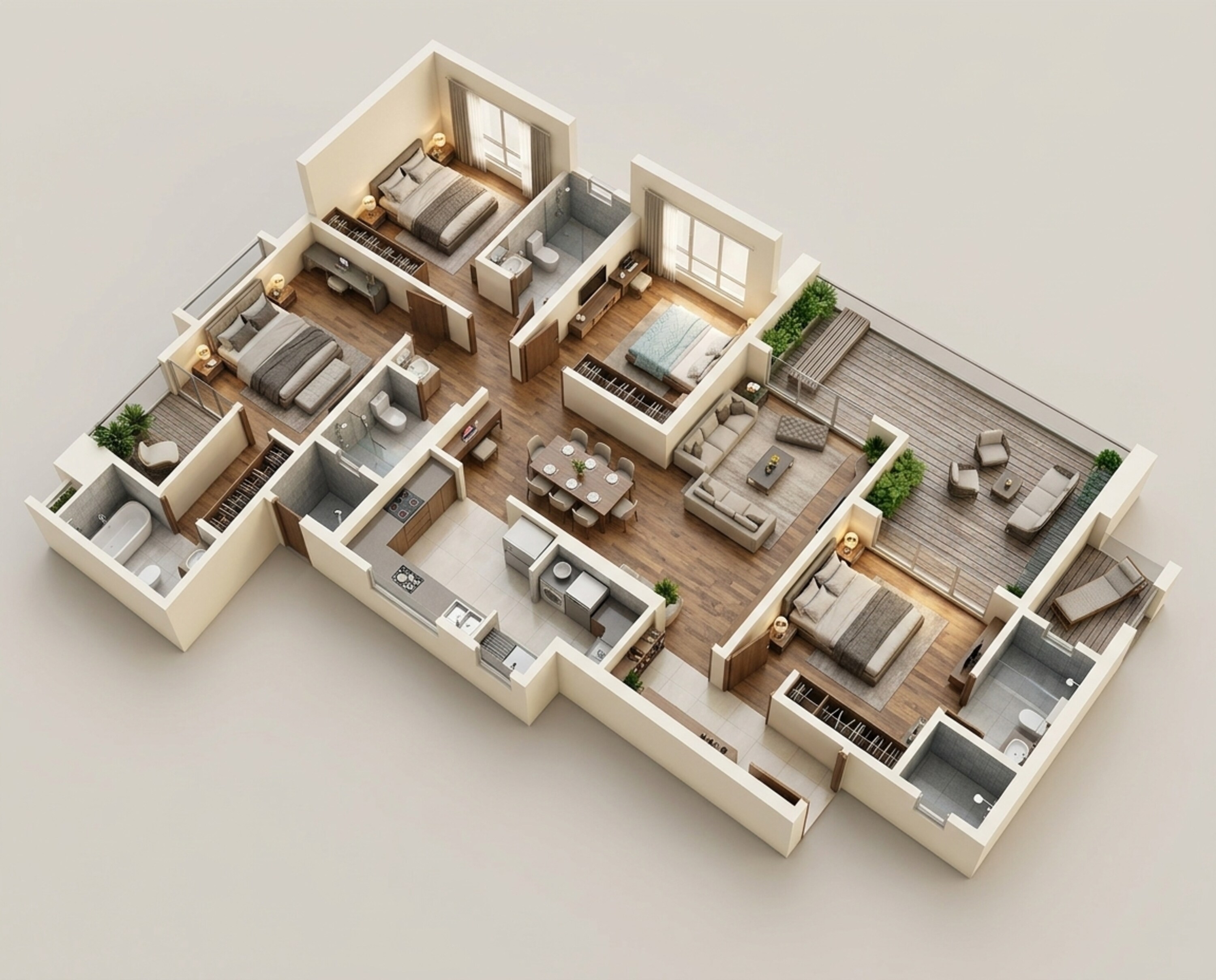 Floor plan of 4 BHK 1620 Sq. Ft. Apartment in Vilas Javdekar Palladio Balewadi Central, Pune