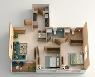 Floor plan of 2 BHK 778 Sq. Ft. Apartment in Kolte Patil Life Republic Atmos, Pune