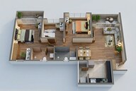 Floor plan of 2 BHK 911 Sq. Ft. Apartment in Kolte Patil Life Republic Atmos, Pune