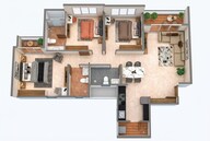 Floor plan of 3 BHK 1032 Sq. Ft. Apartment in Kolte Patil Life Republic Atmos, Pune