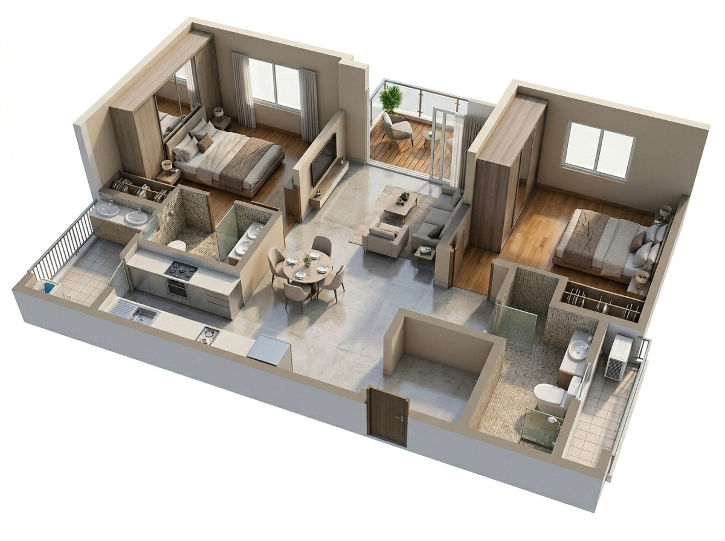 Floor plan of 2 BHK 938 Sq. Ft. Apartment in Brigade El Dorado Aurum, Bangalore