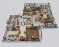 Floor plan of 4 BHK 4955 Sq. Ft. Apartment in Prestige Vaishnaoi Rainbow Waters, Hyderabad
