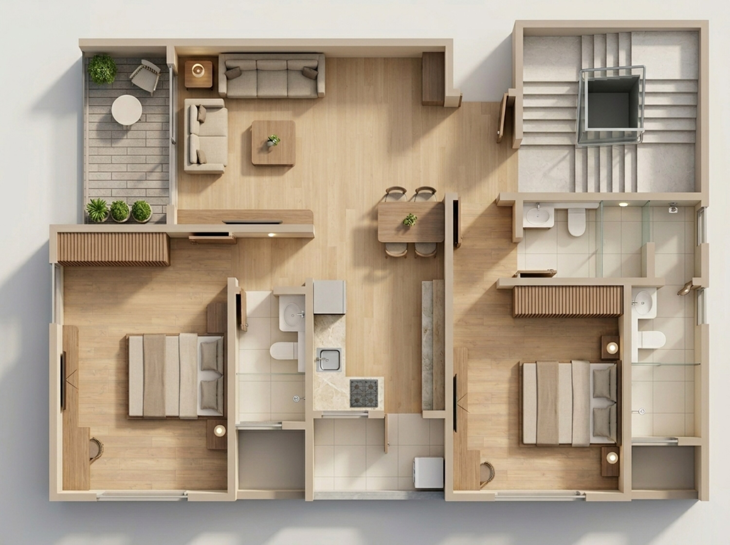 Floor plan of 2 BHK 918 Sq. Ft. Apartment in Ranjekar Snehabhavan, Pune