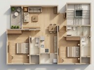 Floor plan of 2 BHK 918 Sq. Ft. Apartment in Ranjekar Snehabhavan, Pune