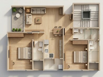 Floor plan of 2 BHK 918 Sq. Ft. Apartment in Ranjekar Snehabhavan, Pune