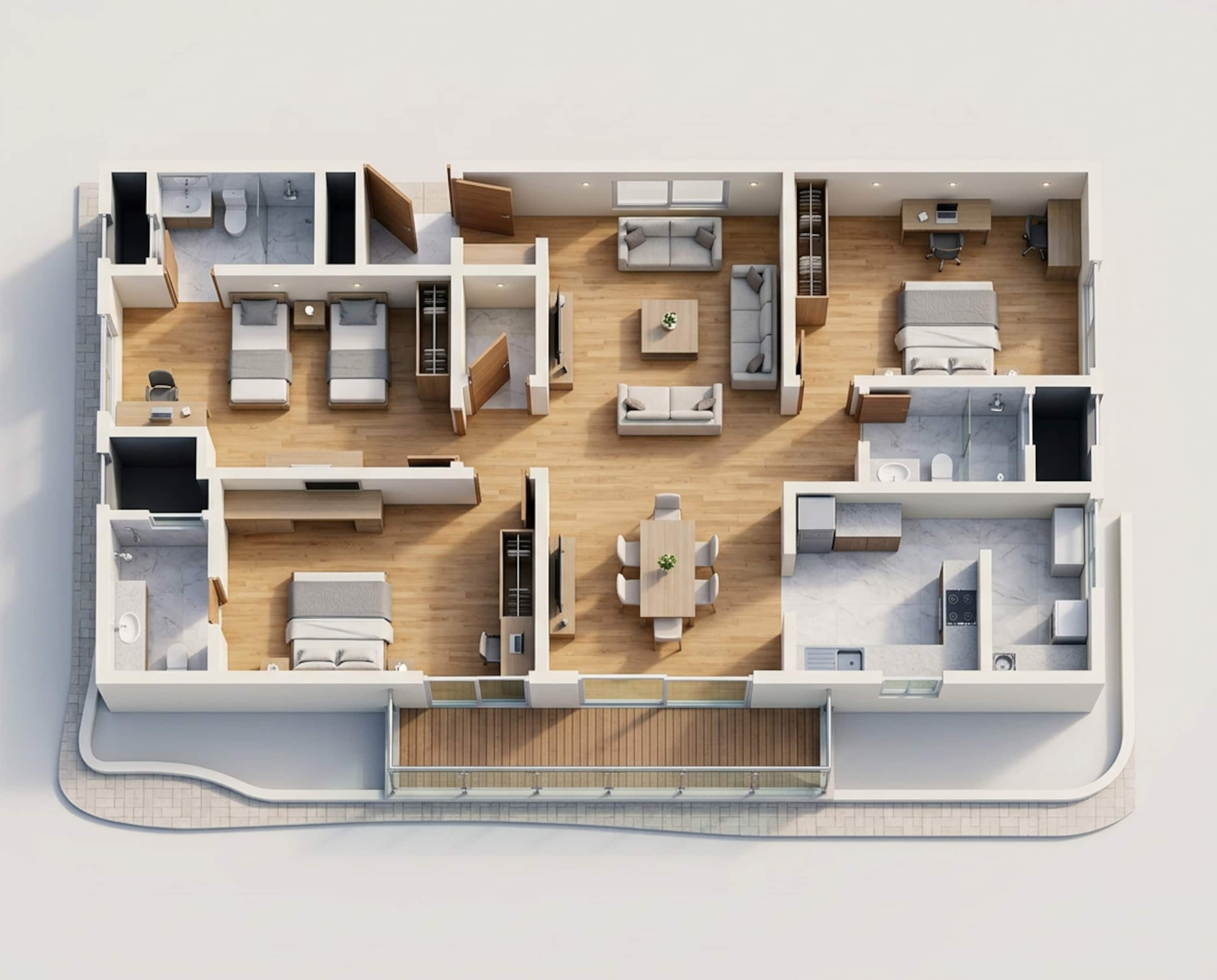 Floor plan of 3 BHK Apartment - 2679 sq. ft. in Sobha Waterfront, Hyderabad
