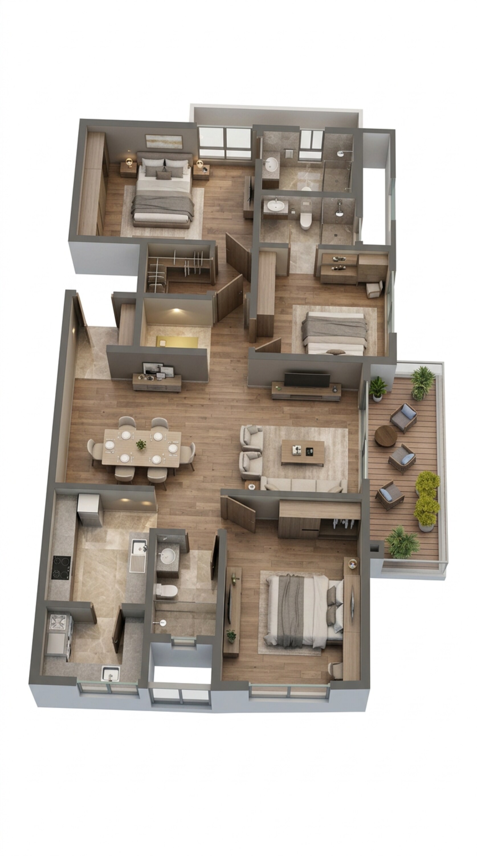 Floor plan of 3 BHK Apartment - 2073 sq. ft. in Sobha Waterfront, Hyderabad