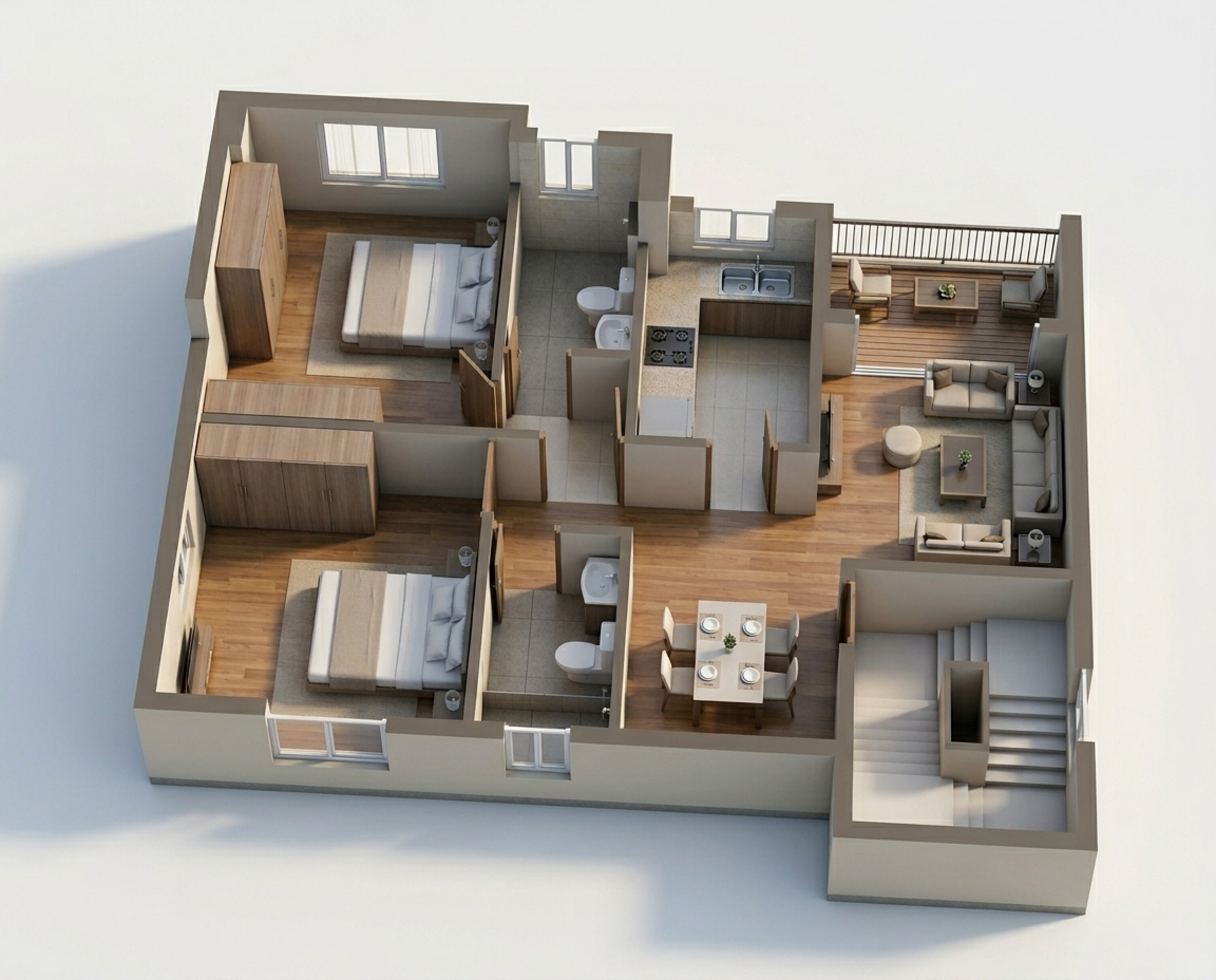 Floor plan of 2 BHK 912 Sq. Ft. Apartment in MA Barsana Royale, Kolkata