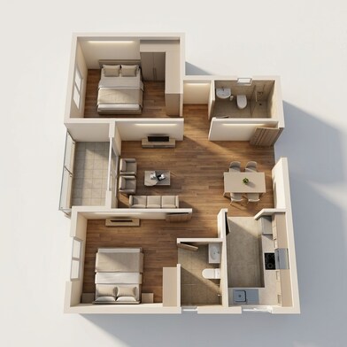 Floor plan of 2 BHK 594 Sq. Ft. Apartment in MA Barsana Royale, Kolkata